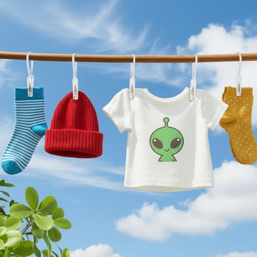 15 Pack Laundry Hooks with Rope, Clothes Pins & Hanging Clips, Baby Clothes