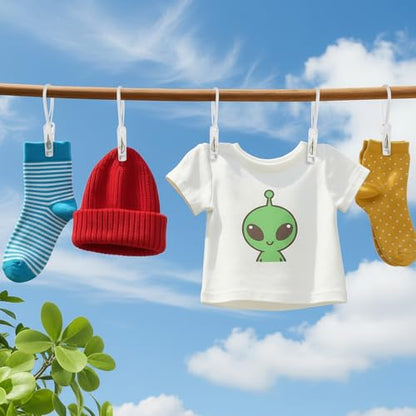 15 Pack Laundry Hooks with Rope, Clothes Pins & Hanging Clips, Baby Clothes