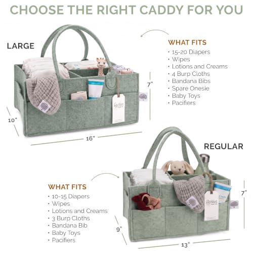 Parker Baby Co. Felt Diaper Caddy Organizer - Large, Sage - color: Sage Green (Heathered Sage Green), size: Large