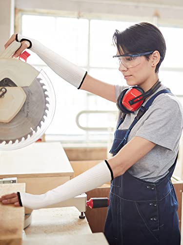 SATINIOR Cut Resistant Arm Sleeves - color: Black, Whit