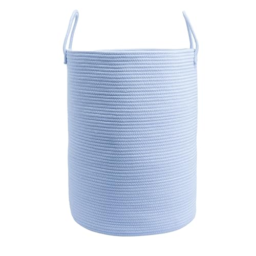 XUANGUO Cotton Rope Laundry Basket Hamper for Clothes, large light blue - color: light blue, size: Large
