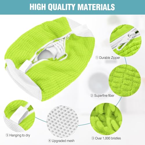 Shoe Washing Machine Bag, Shoe Laundry Bag for Washer and Dryer - color: Green, size: 2 PACK