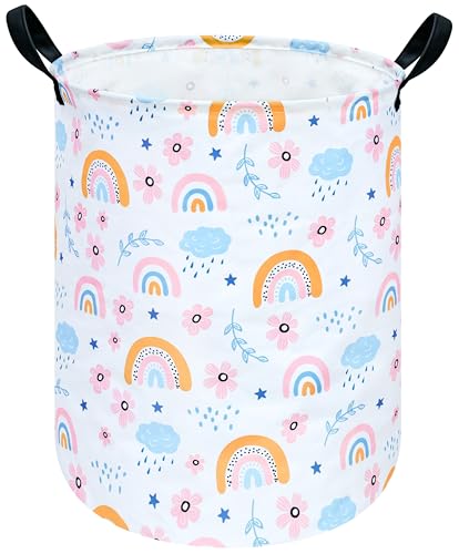 Round Laundry Hamper Storage Basket Bins Clothes Nursery Hamper for Home, Gift Storage Bins with Handles - color: 25112801