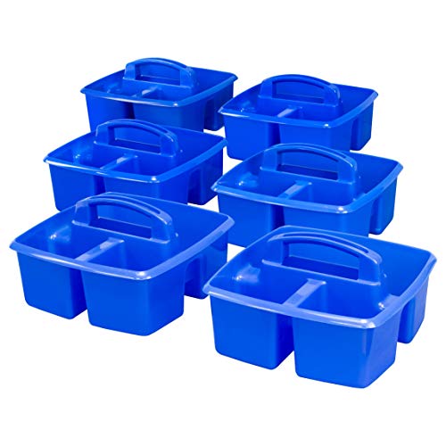 Storex 3-Compartment Small Caddy – Multipurpose Classroom Organizer with Handle, Azure, 6-Pack (00947A06C) - color: Azure Blue, size: 6-Pack, style: Small