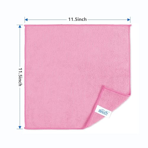 HOMEXCEL 50PK Microfiber Cleaning Cloth, Cleaning Rag for Home, 11.5x11.5in (Pack of 2) - color: Pink