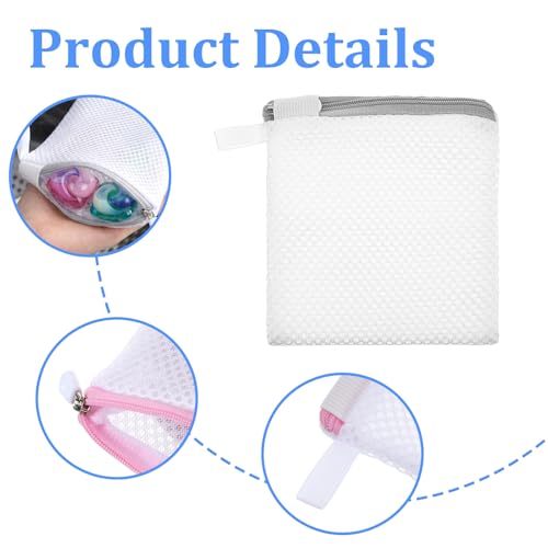 4PCS Small Mesh Laundry Bag Anti-Sticking Laundry Pods Bag with Zipper Portable Washing Machine Scent Beads Storage Lingerie Bags for Washing Laundry Pods and Scent Beads 4.7X5.5inch