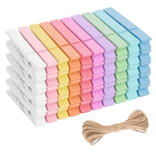 jijAcraft 2.9 Inch Large Clothes Pins - 50Pcs Wooden Clothespins - color: Pastel, size: 2.9 inch, 50 pcs