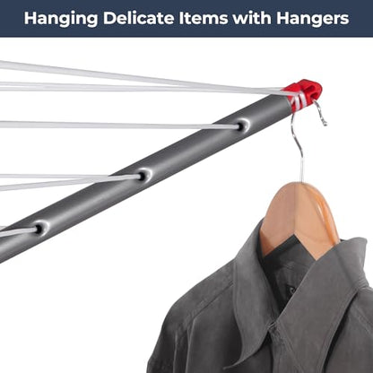 STO STO Portable Umbrella Clothesline, 82 Feet Rotary Drying Rack with Adjustable Height, Freestanding Laundry Line for Backyard, Patio, Balcony & Camping, Easy Setup with Carry Bag, No Tools Required - size: 82 Feet