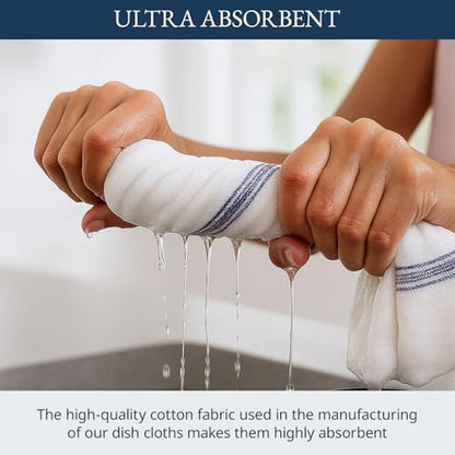 LANE LINEN Kitchen Hand Towels 100% Cotton Absorbent Lint-Free 12 Pack - color: 02: Blue Stripe, size: 12 Pack