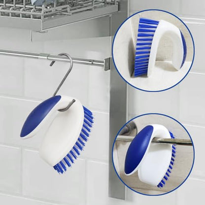 CELOX Stiff Bristle Brush for Cleaning, Hard Bristle Brush for Carpet Cleaning, Blue - color: Blue White Handle , Blue White Brush Head