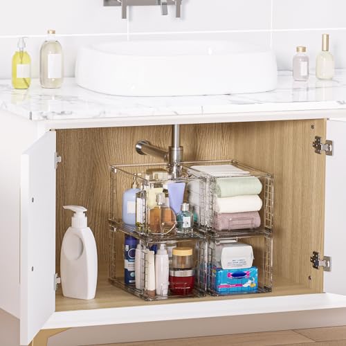 Vtopmart 4 Pack Large Stackable Storage Drawers, Clear - color: Clear( 4 Pack)