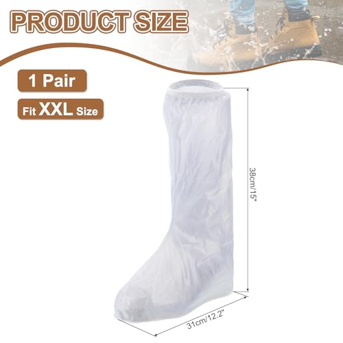 HARFINGTON Waterproof Shoes Cover L (US 11) Non-Slip Overshoes with Zipper - color: White, size: XXL (US 8)