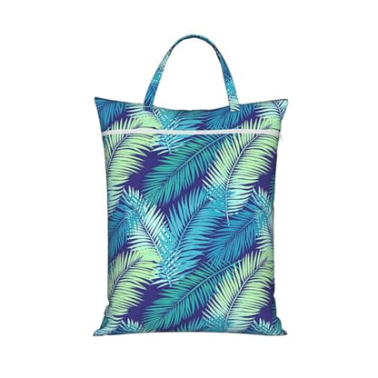 Tropical Hawaiian Leaves Turquoise Leaf Travel Laundry Bags Cloth Diaper Wet Bags Handle Washable Dirty Clothes Bags Wet Dry Bag Suitcase Gym Swimming Pool College Dorm Wet Bag - color: 1 PC11, size: One Size