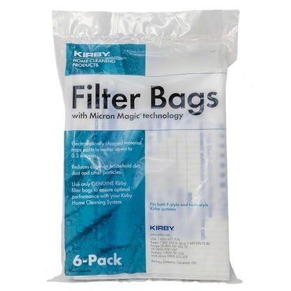 Kirby Micron Magic HEPA Filter Bags 6-Pack, Part #204811 | Genuine Kirby OEM | Fits F-Style & Twist-Style Kirby Vacuums (Avalir, Sentria, G Series) - size: 1