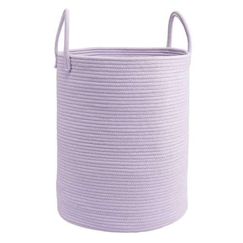 Woven Cotton Rope Laundry Basket, 15" x 20" Laundry Hamper, Purple - color: purple, size: Regular