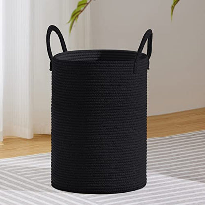 VIPOSCO 58L Tall Woven Laundry Basket Hamper, Black - color: Black, size: 58L