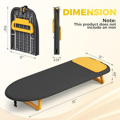KINGBOARD Small Ironing Board with Iron Mat, Tabletop Iron Board, Black - color: Black & Orange