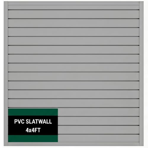 Slat Wall Paneling 4x4 ft Garage Organizer Storage Systems, Heavy Duty PVC Slatwall Panels for Garage Organizer Product, PVC Wall Mounted Tool Storage Slate Board for Home and Workshop (Grey) - color: Grey, size: 4X4FT