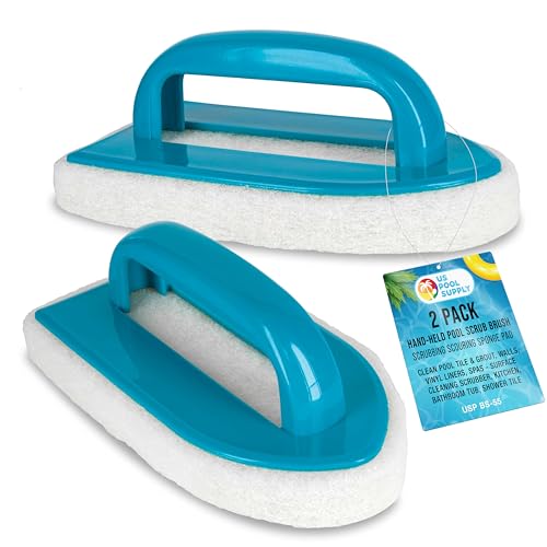 U.S. Pool Supply Hand-Held Pool Scrub Brush, 2 Pack, Surface Scrubbing Pad - size: 3x7