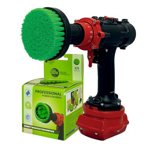 Premium Drill Brush Professional – Medium-Stiff 4 in Green | Scratch-Free Kitchen Cleaning Brush for Ovens, Hobs, Worktops, Floor Tiles, Linoleum, Cupboard Doors and Greasy Cookware - color: Green, size: 4in