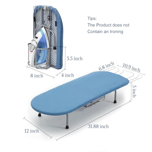 Metal Foldable Iron Board with Iron Holder, RAINHOL Blue 31x12 - color: Blue, size: Steel Mesh with Iron Holder