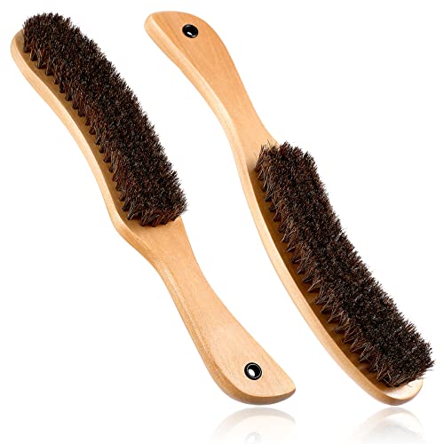 Patelai 2 Pcs Felt Hat Brush Wooden Cowboy Hat Horse Hair Brush
