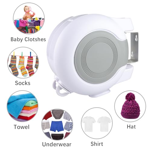 Retractable Clothesline 2x49 ft, Heavy Duty Wall Mount Dual Laundry Drying Rope