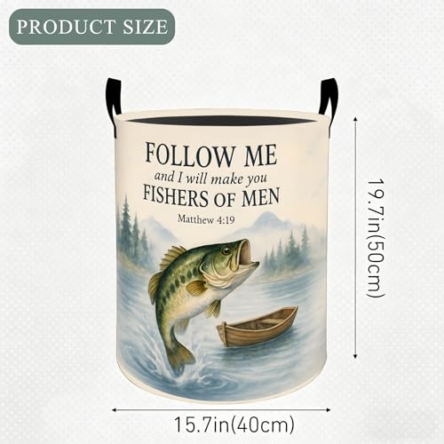 Playful Fish Laundry Basket Hamper, Organizer Bins Gifts for Women Kids, Watercolor Lake Foldable Waterproof Clothes Hamper Handles Storage Bucket for Bedroom Bathroom Room Decor 19.7"x15.7" - color: Fish
