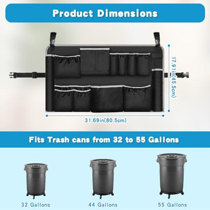 Trash Can Caddy Fit 32-55 Gallon Garbage Bins,Professional Tool Housekeeping Dispenser Storage Organizer Cleaning Supplies Caddy Adjustable Buckle,for Janitorial Trash Can,Maid Janitorial Duty
