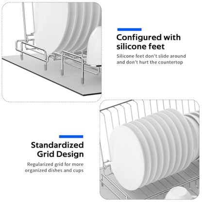 Small Dish Drying Rack Stainless Steel Collapsible - size: 11.6"Wx15.7"L