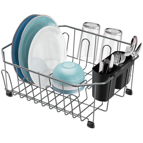 GSlife Small in Sink Dish Drying Rack - Stainless Steel for RV Kitchen - color: Gunmetal Grey, size: Small - 13.4" x 11.6" x 5.3"
