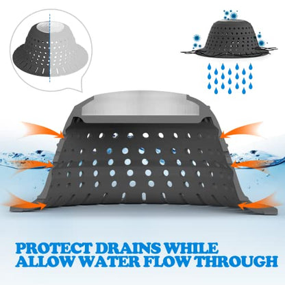 zaa Shower Drain Hair Catcher Bathtub Drain Strainer Sink Drain Protector - color: Black, size: 2pack
