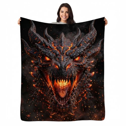 Lava Fire Dragon Blanket, Soft Flannel Fleece Throw 50" x 60" - color: Lava Fire Dragon, size: 50"x60"