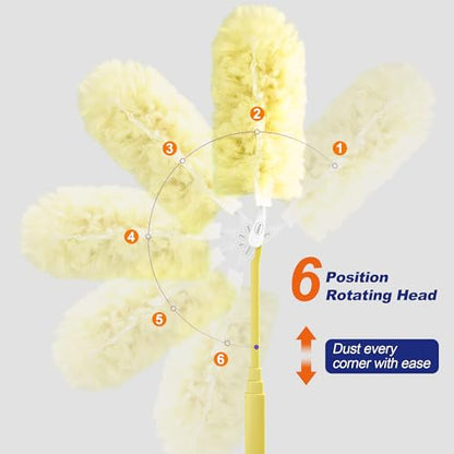 JOYMOOP Scented Telescopic Duster kit, 3FT Extendable Handle (Yellow) + 48 Yellow Refills for Swiffer Feather Duster,Easy Cleaning for Ceilings, Ceiling Fans, Blinds, Vents & Shelves - color: Yellow[extendablehandle]*1+yellow[refills]*48