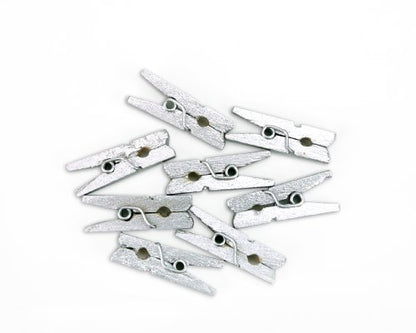LWR CRAFTS Wooden Mini Clothespins 200 Per Pack 1" 2.5cm (Silver) - color: Silver