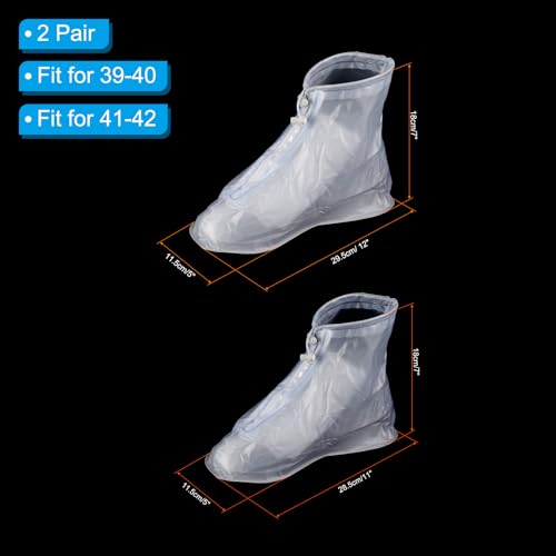 PATIKIL 2Pair Waterproof Shoe Cover, PVC Reusable Non-Slip Overshoes Rain Shoe Covers Galoshes Snow Boot Protector with Zipper for Men Women Rainy Outdoor White L/XL - size: Large-X-Large