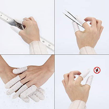 acDesign 300Pcs Finger Cots LargeLatex Finger Cots White Finger Protectors for Injured Finger,Cracked Finger,Sports - size: Large