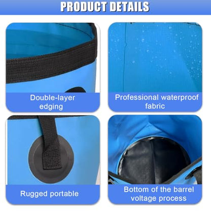 5 Gallon Collapsible Bucket with Handle for Car Washing (Blue) - color: Blue
