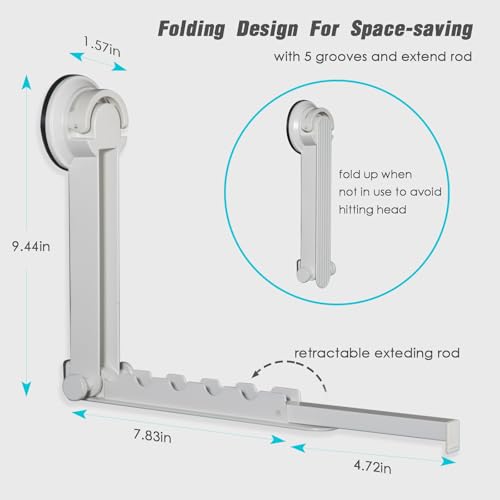 Foldaway Clothes Wall Mounted Drying Rack with Suction Cup,All Metal in Space Aluminum, Foldable, Retractable, Portable for Laundry (White) - color: White