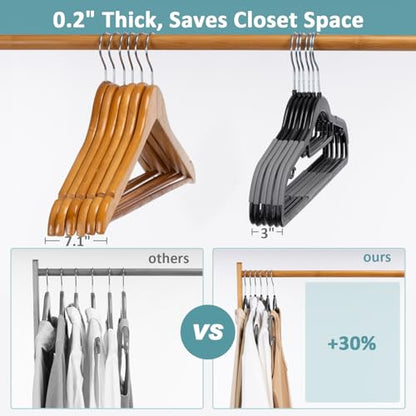 30-Pack Plastic Clothes Hangers, Space Saver, Non Slip, 360° Swivel Hook, 0.2 Inches Slim, Sturdy Heavy Duty Coat Hangers, Durable Hangers for Suits, Black and Dark Gray - color: Black and Dark Gray, size: 30 pack