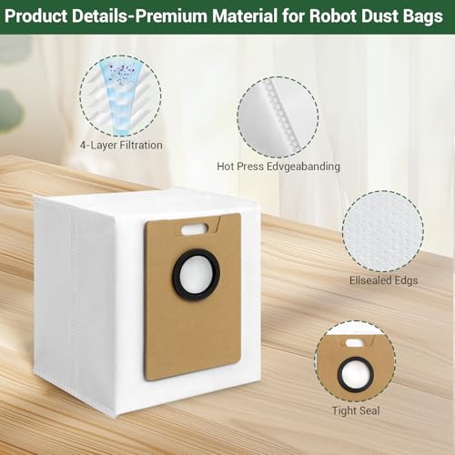 14 Pack RV30 Max Plus Dust Bags Compatible with Tapo RV30 Max Plus RV20 Max Plus Robot Vacuum Bags 3L Large Capacity Heavy Duty Bags for Home Vacuum