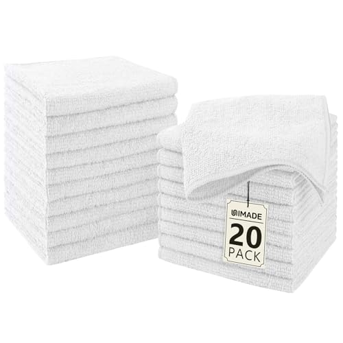 UNIMADE Washcloths 20 Pack Face Towels (12" x 12"), Highly Soft Wash Cloths - color: White, size: 20Pack