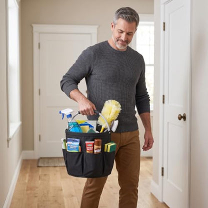 Fox Run Black Collapsible Caddy For Bath, Cleaning & Garden, 11 x 11 Inches