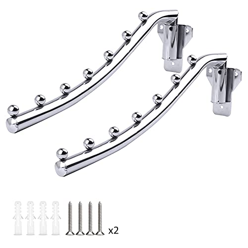 Folding Wall Mount Clothes Hanger Metal, 2 Pack Laundry Drying Rack - color: 7 Hanger * 2 40CM