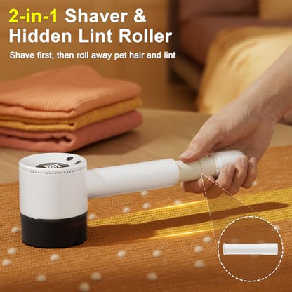 Heapsion Fabric Shaver Lint Remover, 10700 RPM Sweater Shaver with 6-Blade Head, Hidden Lint Roller, 3-Speed Fuzz Remover, LED Display, Type-C Rechargeable for Clothes & Furniture