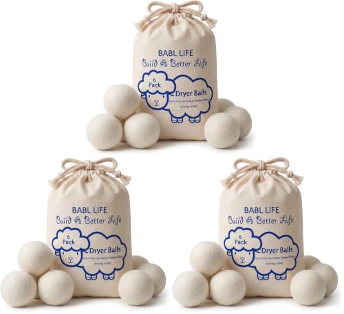 Wool Dryer Balls 18 Pack, 100% New Zealand Wool, Reusable Dryer Balls for Laundry, Natural Fabric Softener, Helps Reduce Drying Time, Wrinkles & Static Cling, 2.6 Inch - size: New Packaging 2.6 Inch (Pack of 18)