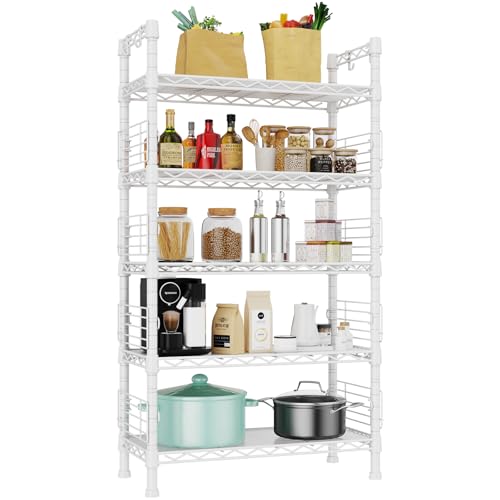 FUTASSI Large Metal Storage Rack, Storage Organizer Shelves for Kitchen - color: White, size: 9.4 x 29.5 x 59.2