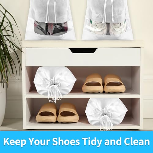 12 Pack Shoe Bags for Travel, Large Travel Shoe Bag for Packing with Window - color: White
