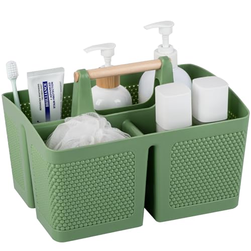 rejomiik Plastic Shower Caddy, Portable Shower Basket with Handle, Green - color: Green
