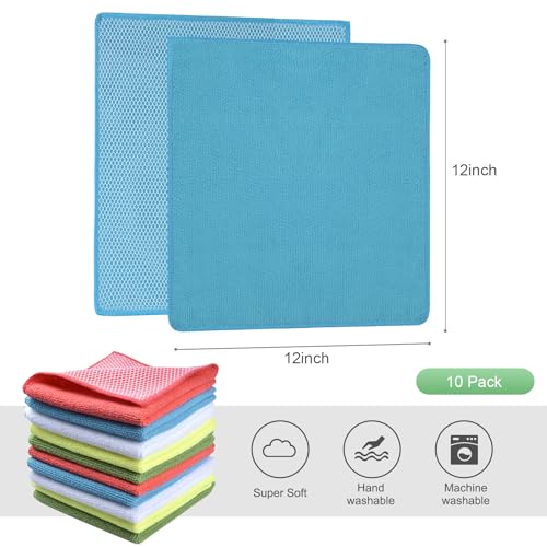 SINLAND Dish Cloth for Washing Dishes Kitchen Washcloth Cleaning Cloth - color: Assorted Color, size: 12inchx12inch 10pack